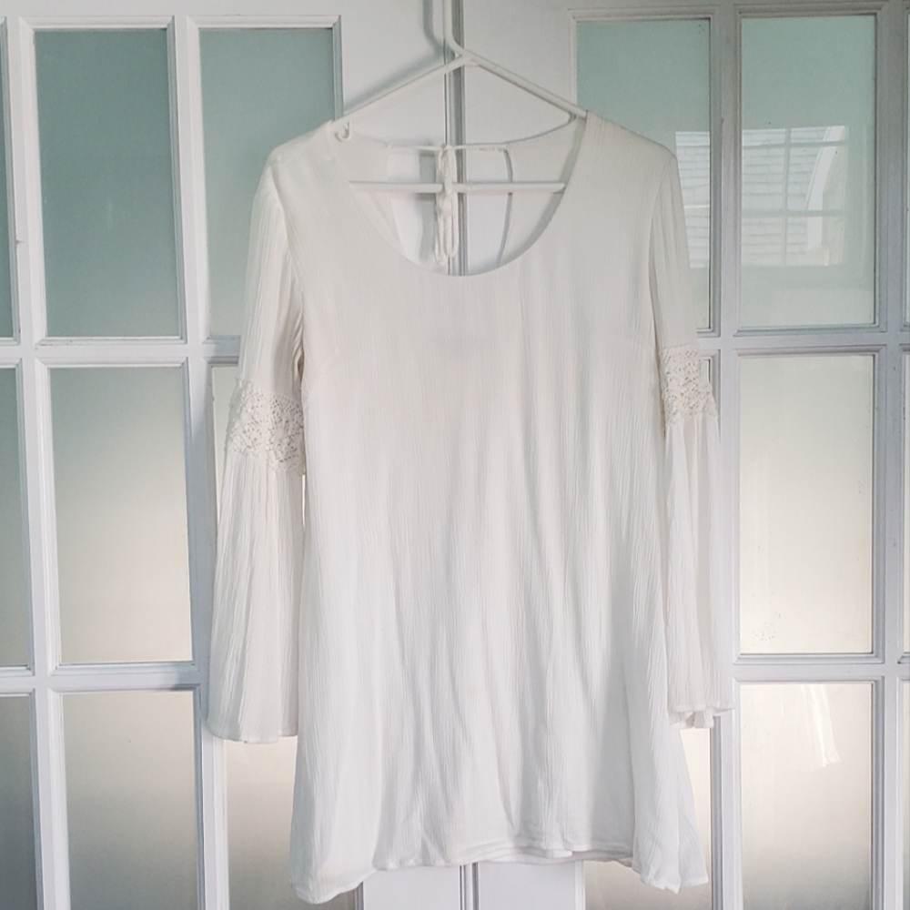 White Bell sleeve boho dress